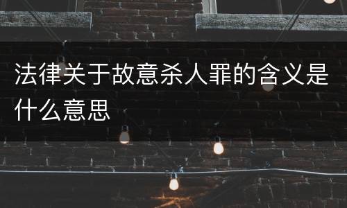 法律关于故意杀人罪的含义是什么意思