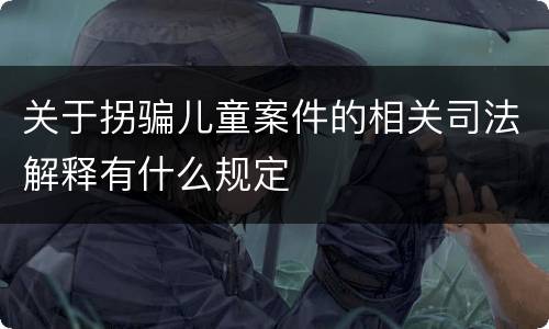 关于拐骗儿童案件的相关司法解释有什么规定