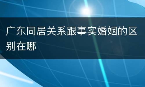 广东同居关系跟事实婚姻的区别在哪