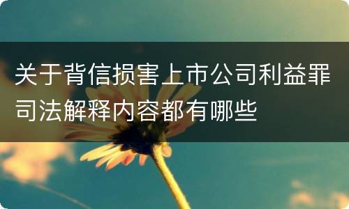 关于背信损害上市公司利益罪司法解释内容都有哪些