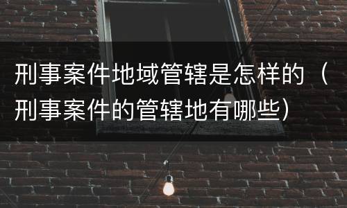 刑事案件地域管辖是怎样的（刑事案件的管辖地有哪些）