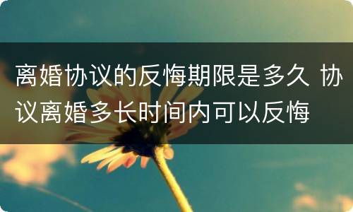 离婚协议的反悔期限是多久 协议离婚多长时间内可以反悔