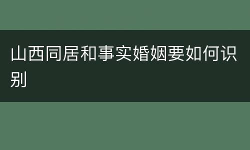 山西同居和事实婚姻要如何识别