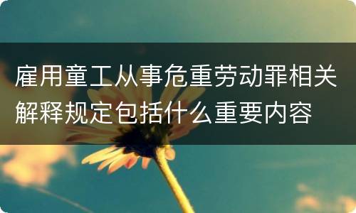 雇用童工从事危重劳动罪相关解释规定包括什么重要内容