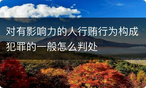 对有影响力的人行贿行为构成犯罪的一般怎么判处