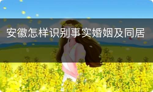 安徽怎样识别事实婚姻及同居