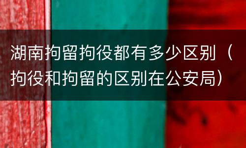 湖南拘留拘役都有多少区别（拘役和拘留的区别在公安局）