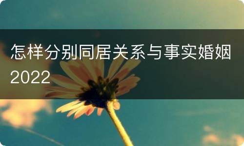 怎样分别同居关系与事实婚姻2022