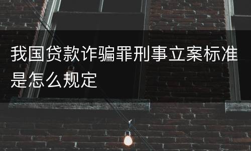 我国贷款诈骗罪刑事立案标准是怎么规定