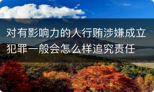 对有影响力的人行贿涉嫌成立犯罪一般会怎么样追究责任
