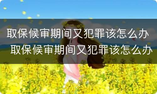 取保候审期间又犯罪该怎么办 取保候审期间又犯罪该怎么办呢