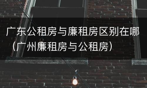 广东公租房与廉租房区别在哪（广州廉租房与公租房）