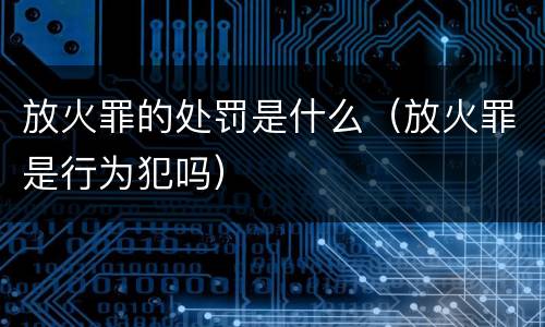 放火罪的处罚是什么（放火罪是行为犯吗）