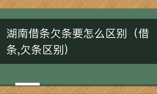湖南借条欠条要怎么区别（借条,欠条区别）
