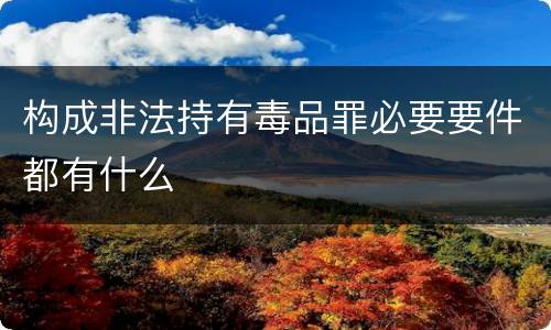 构成非法持有毒品罪必要要件都有什么