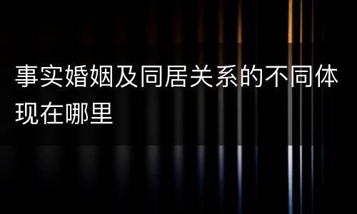 事实婚姻及同居关系的不同体现在哪里