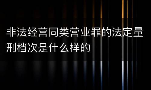 非法经营同类营业罪的法定量刑档次是什么样的