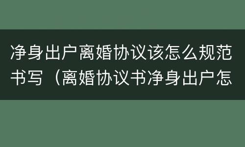 净身出户离婚协议该怎么规范书写（离婚协议书净身出户怎么写范文）