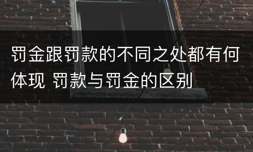 罚金跟罚款的不同之处都有何体现 罚款与罚金的区别