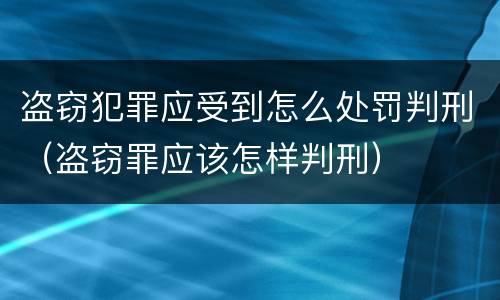盗窃犯罪应受到怎么处罚判刑（盗窃罪应该怎样判刑）