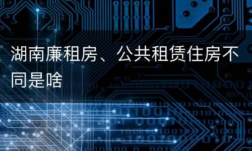 湖南廉租房、公共租赁住房不同是啥