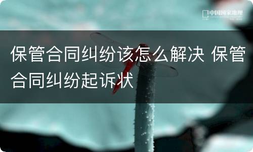 保管合同纠纷该怎么解决 保管合同纠纷起诉状
