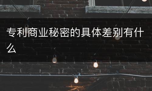 专利商业秘密的具体差别有什么