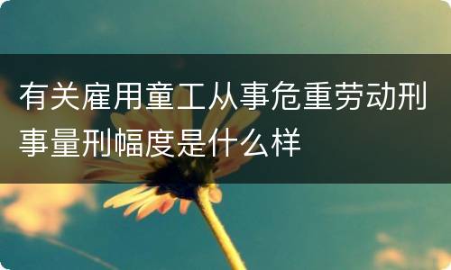 有关雇用童工从事危重劳动刑事量刑幅度是什么样