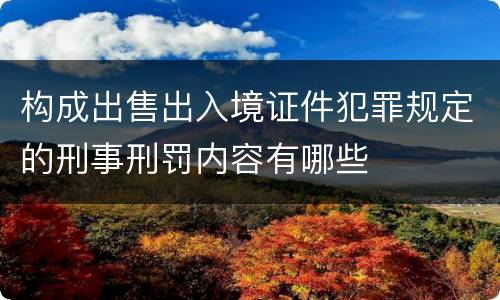 构成出售出入境证件犯罪规定的刑事刑罚内容有哪些