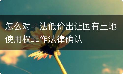 怎么对非法低价出让国有土地使用权罪作法律确认
