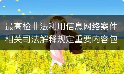 最高检非法利用信息网络案件相关司法解释规定重要内容包括什么