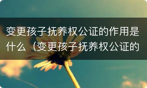 变更孩子抚养权公证的作用是什么（变更孩子抚养权公证的作用是什么意思）