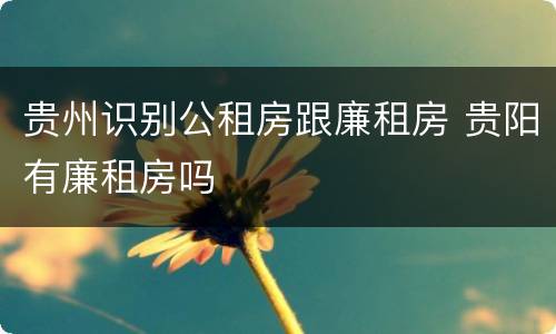 贵州识别公租房跟廉租房 贵阳有廉租房吗