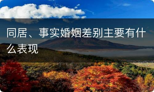 同居、事实婚姻差别主要有什么表现