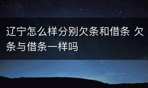 辽宁怎么样分别欠条和借条 欠条与借条一样吗
