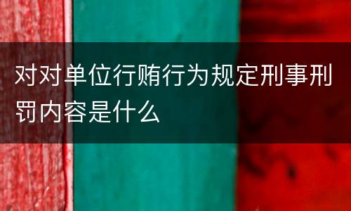 对对单位行贿行为规定刑事刑罚内容是什么