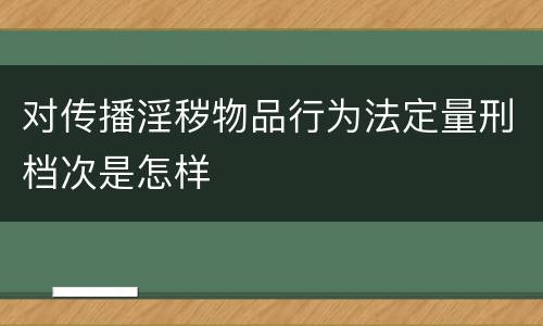 对传播淫秽物品行为法定量刑档次是怎样