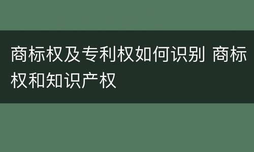 商标权及专利权如何识别 商标权和知识产权