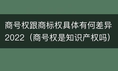 商号权跟商标权具体有何差异2022（商号权是知识产权吗）