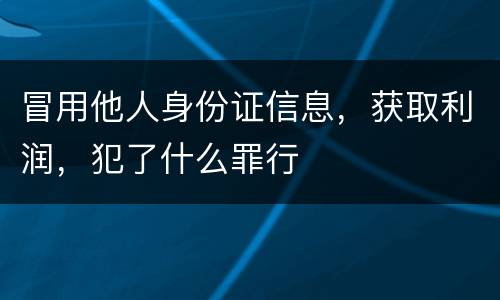 冒用他人身份证信息，获取利润，犯了什么罪行