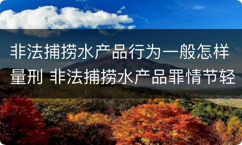 非法捕捞水产品行为一般怎样量刑 非法捕捞水产品罪情节轻微的量刑