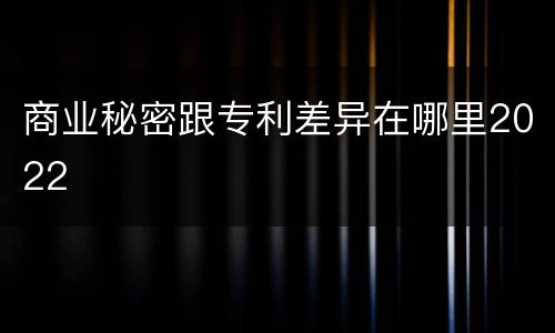 商业秘密跟专利差异在哪里2022