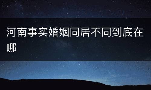 河南事实婚姻同居不同到底在哪