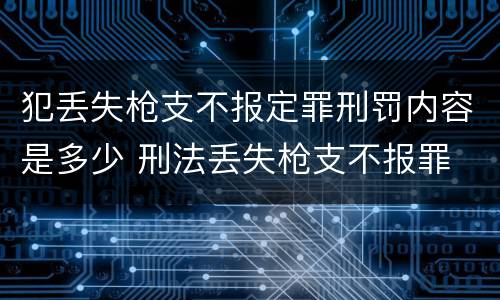 犯丢失枪支不报定罪刑罚内容是多少 刑法丢失枪支不报罪