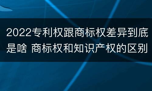 2022专利权跟商标权差异到底是啥 商标权和知识产权的区别