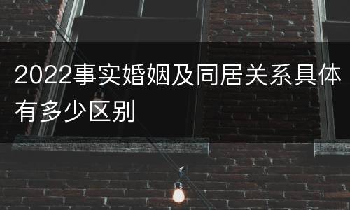 2022事实婚姻及同居关系具体有多少区别