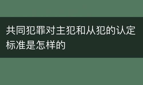 共同犯罪对主犯和从犯的认定标准是怎样的