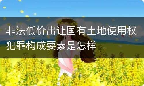 非法低价出让国有土地使用权犯罪构成要素是怎样