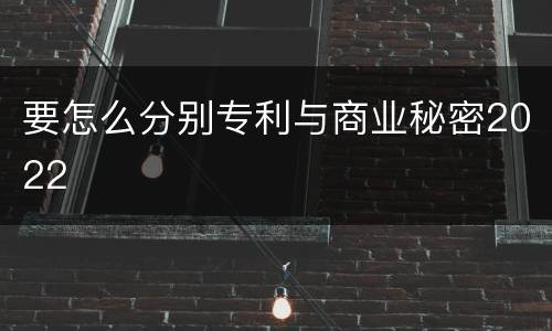 要怎么分别专利与商业秘密2022