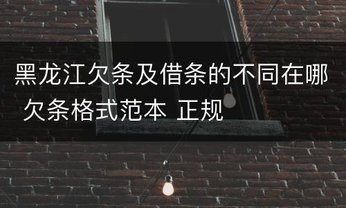 黑龙江欠条及借条的不同在哪 欠条格式范本 正规
